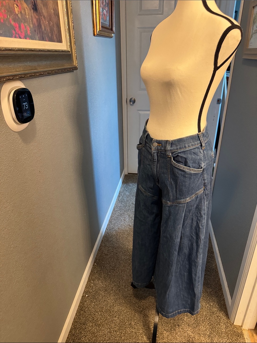 Pilcro Wide-Leg Jeans in Blue Denim
